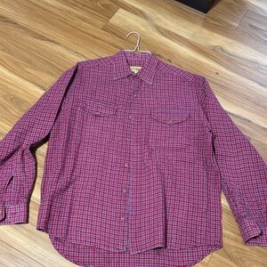 Paul Stuart Red and Blue Checkered Flannel Shirt